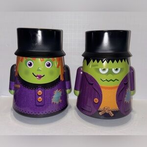 Truffettes De France Mr. & Mrs. Frankenstein Wobbly Tin Empty Halloween Decor 9”